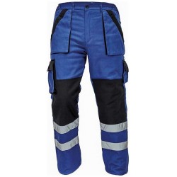 Zimní montérkové kalhoty s reflex.pruhy modr-černé vel.60