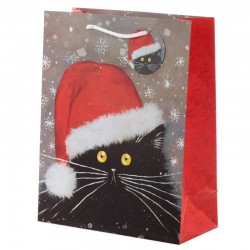 Velká dárková taška - Vánoce 2020 kočka, design Kim Haskins